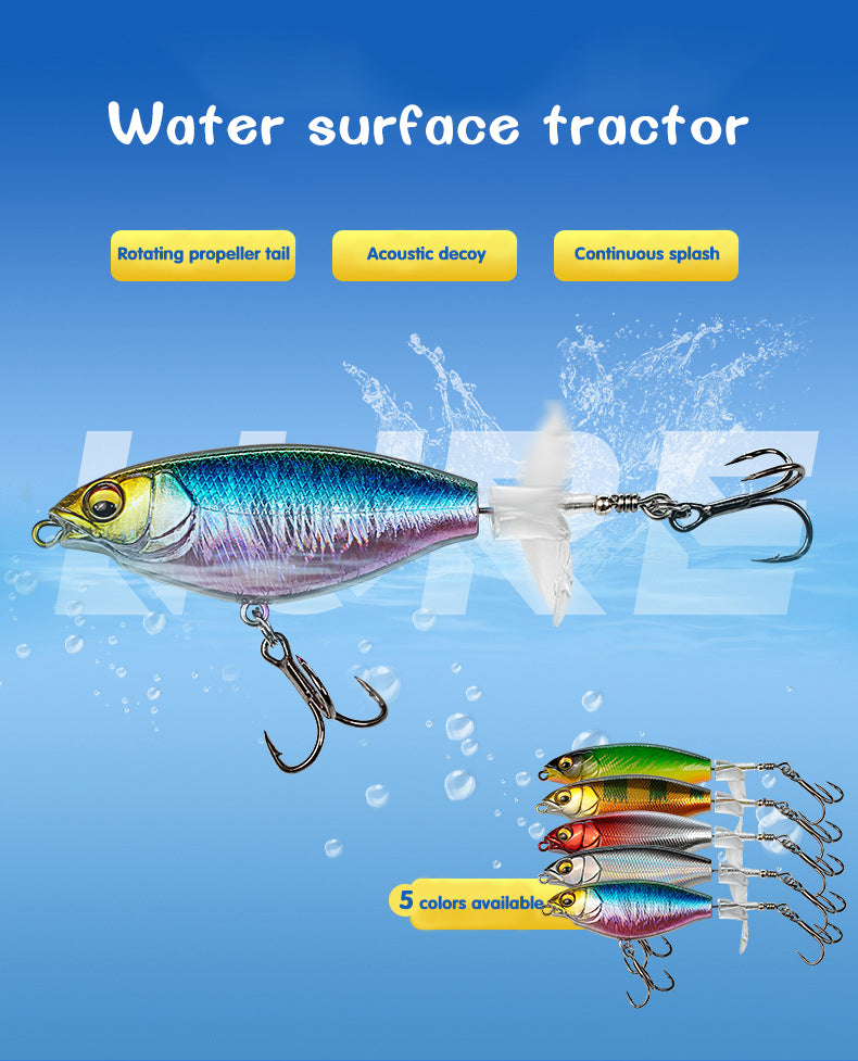 7.5cm/9cm Topwater Fishing Lure Whopper Plopper Artificial Bait Hard Plopper Soft Rotating Tail Fishing Tackle Fishing Bait Set